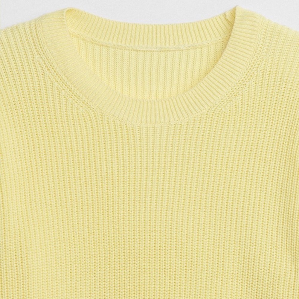 GAP Butter Yellow Shaker-Stitch Crewneck Sweater Soft Yellow
